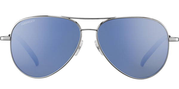 Serengeti Carrara 8547 - Shiny Silver, Polarized 555nm Blue Lens