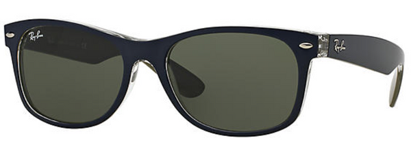 Ray-Ban New Wayfarer Bicolor Blue Sunglasses RB2132 Green G-15