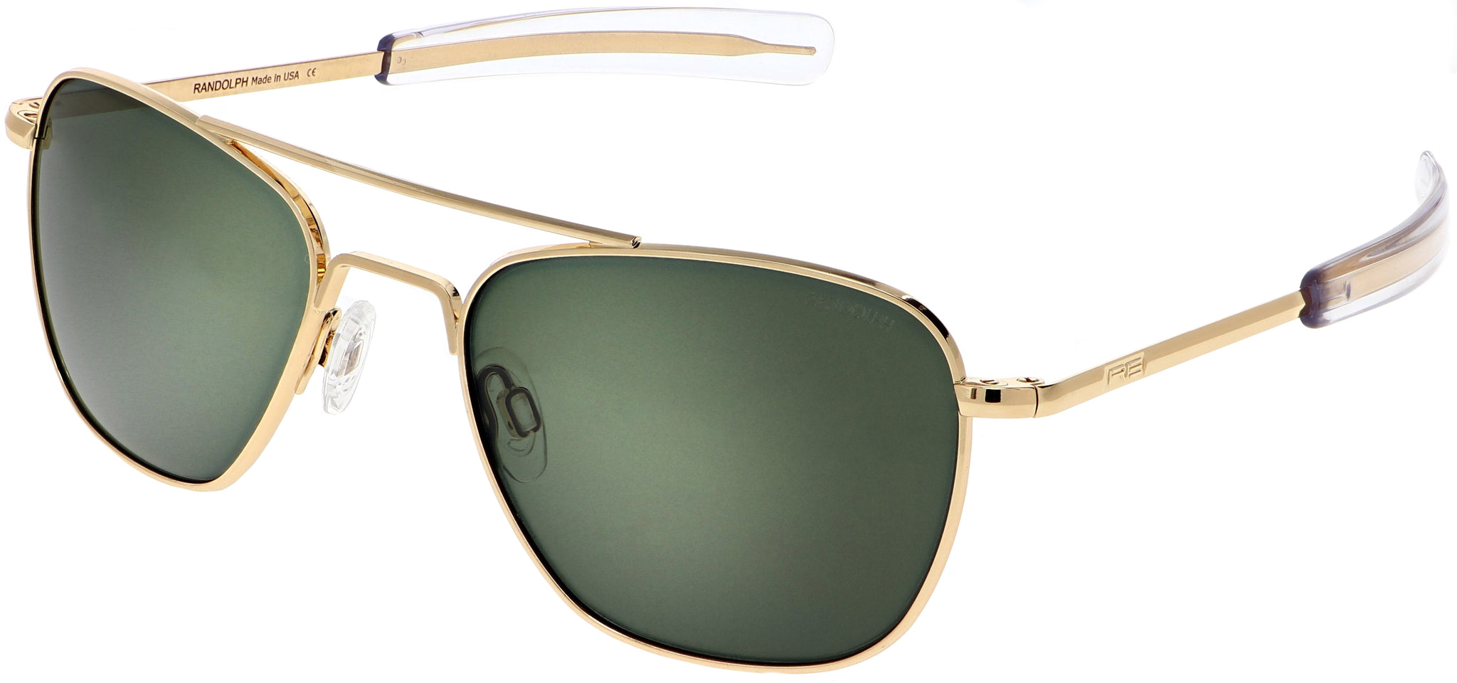 Randolph Aviator Sunglasses AF056, 23K Gold with AGX Green Lenses
