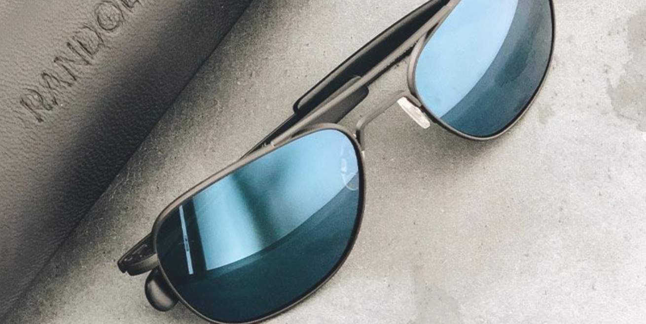 Randolph Aviator White Gold Sunglasses Polarized Colbalt American Grey