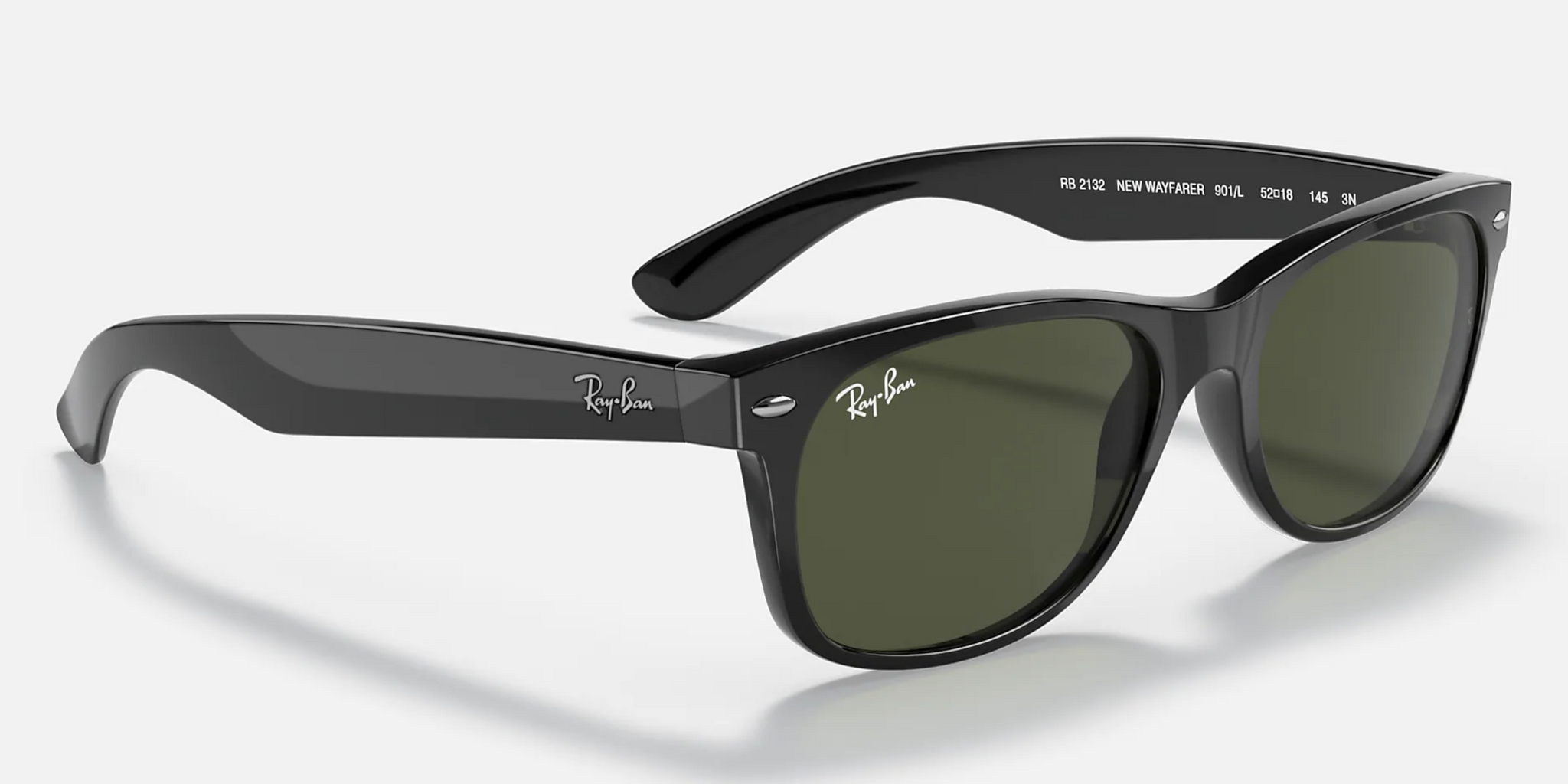 Ray-Ban New Wayfarer Black Sunglasses RB2132 - Flight Sunglasses