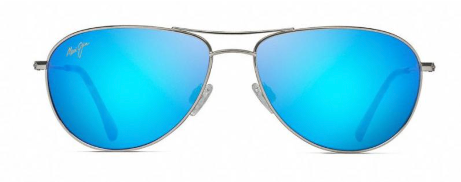 Maui Jim Sea House 772 Silver with Polarized Blue Hawaii Lenses Flight Sunglasses
