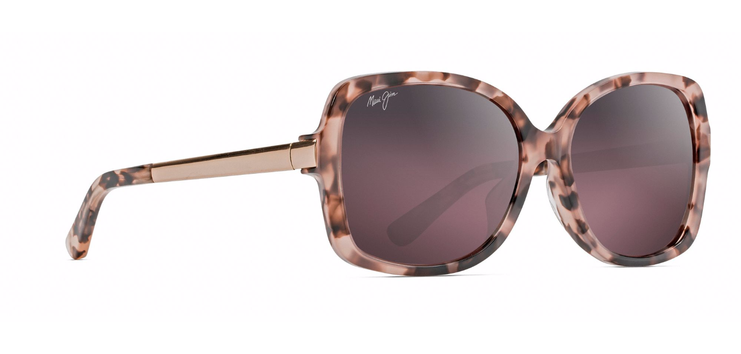 Maui Jim Melika 760 Sunglasses Pink Tortoise with Rose Gold Temples Maui Rose Lens