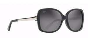 Maui Jim Melika 760 Sunglasses<span>- Black Gloss with Silver Temples, Grey Lens</span>