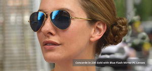 Randolph Concorde Sunglasses<span>- Matte Chrome, Blue Sky Flash Mirror PC Lenses</span>